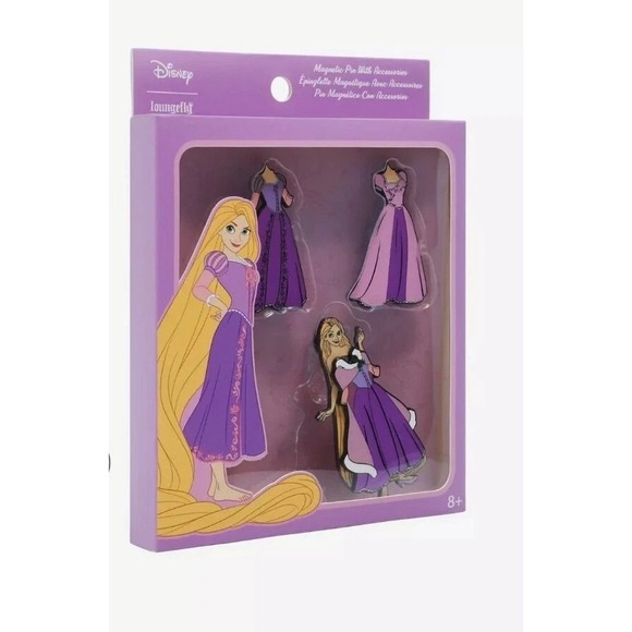 Disney Jewelry - NEW Disney Tangled  Interchangeable Magnetic Paper Doll Dress Enamel Pin Set!